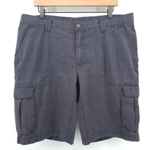 Köppen Mens Cargo Shorts 38 Charcoal Grey Grid Texture Hiking Utility Pocket